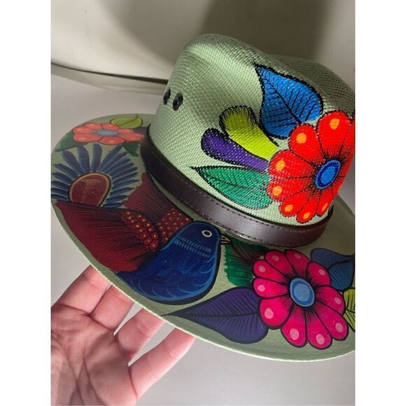 Hand painted original Panama fedora sun hat M Royal road trading Co. main image 8